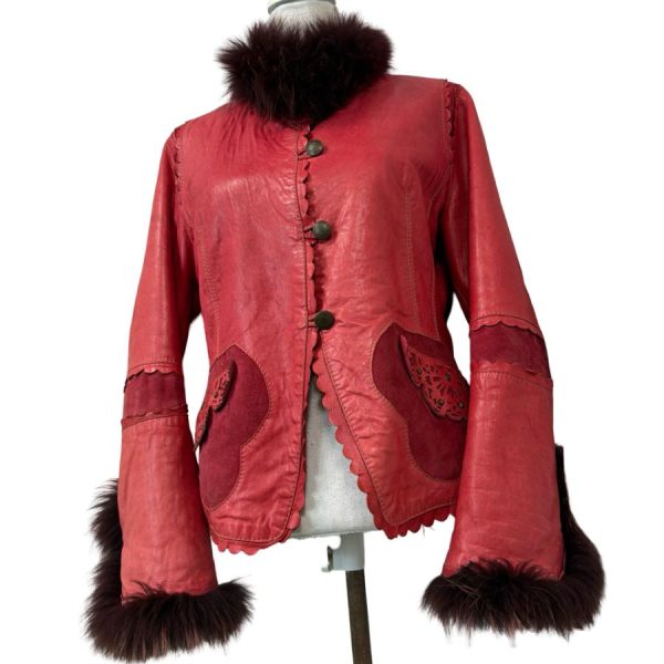 Kurtka Skorzana Vintage Real Fur Real Leather Flared Sleeves 00s